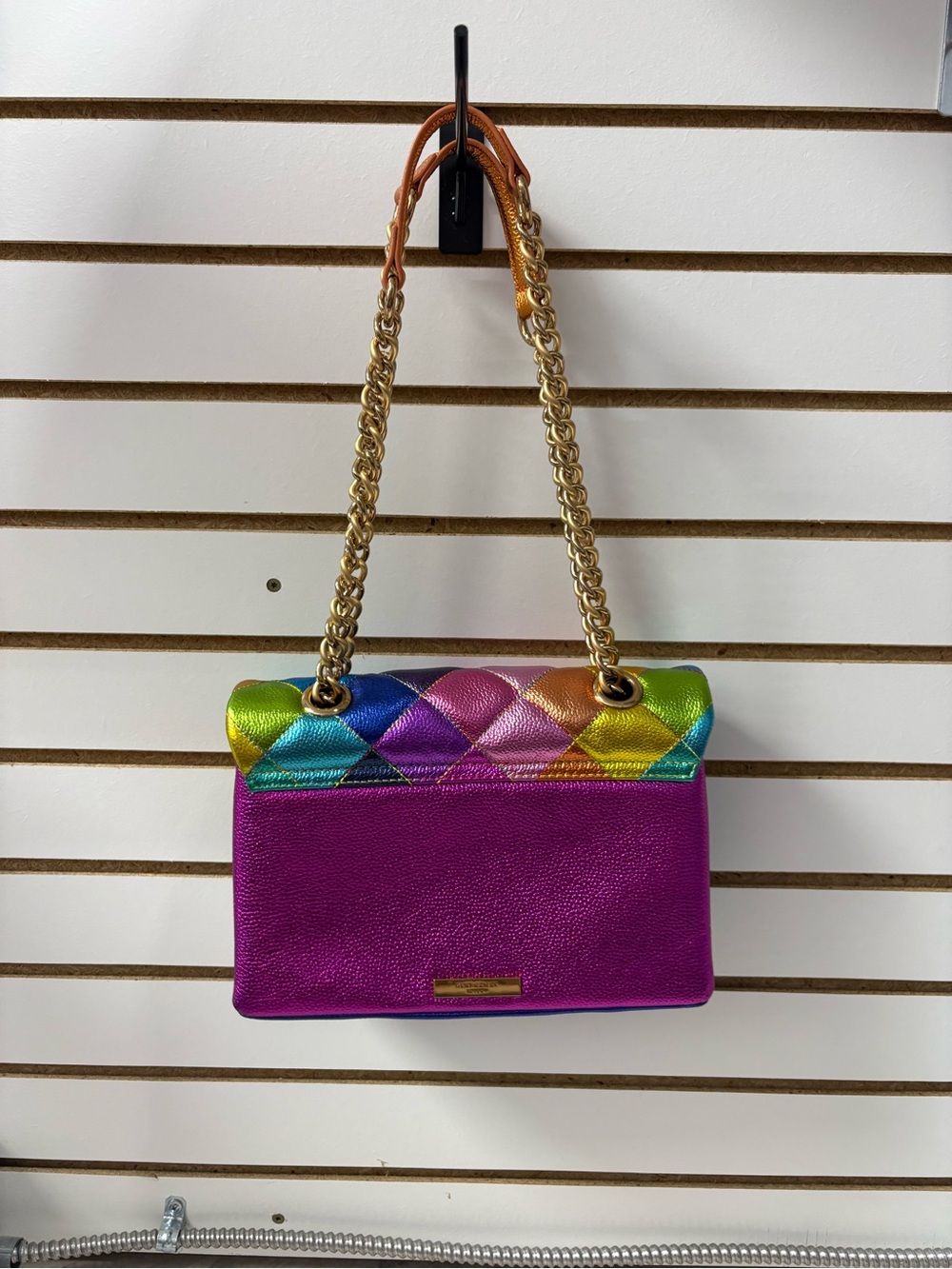Kurt Geiger London Metallic Rainbow Quilted Leather Kensington Shoulder Bag - Picture 5 of 7